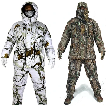 Зимняя уличная бионическая камуфляжная одежда, охотничья одежда, зимние флисовые костюмы для рыбалки, маскировочный костюм, зимняя камуфляжная куртка