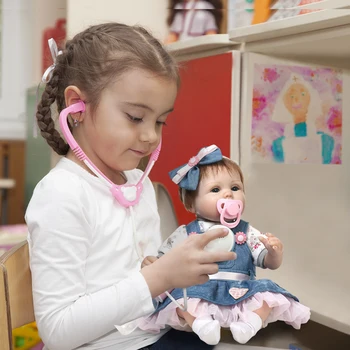 Силиконовый Малыш Возрождается Кукла Каштановые Волосы Моделирование Куклы Игрушки Дети Играют В Домашнюю Игрушку