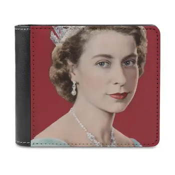Елизавета Ii На протяжении многих лет Кожаный бумажник Мужской Классический Черный кошелек Держатель для кредитных карт Модный мужской кошелек Queen