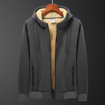 Зимняя Утепленная хлопковая куртка с капюшоном, новинка зимы, плюс кашемир, мужская повседневная овечья кашемировая толстовка с капюшоном, Плюшевое пальто L-8XL, уличная одежда