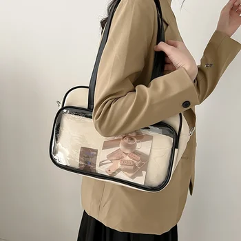Прозрачная женская сумка-тоут из новой мягкой кожи 2023 года, большая вместительная сумка на одно плечо, сумка-мессенджер, классная сумочка타백타백