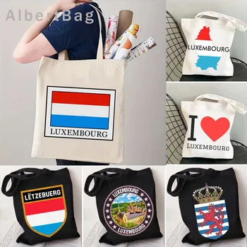 Карта страны Люксембург Флаг, эмблема Mullerthal Love Heart, Патриотический подарок покупательнице, холщовая сумка-тоут в стиле Харадзюку, Хлопковая сумка для покупок