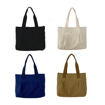 Стильная и просторная холщовая сумка-тоут для женщин, большая вместительная сумка на плечо с застежкой-молнией