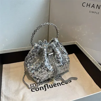 Роскошная дизайнерская цепочка с бриллиантовыми блестками Женская сумка Модная сумка через плечо Маленькая сумка-тоут