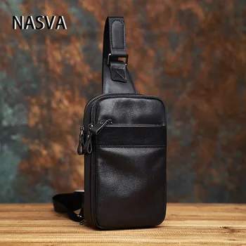 Нагрудная сумка из натуральной кожи NASVA, мужская сумка через плечо, повседневная модная поясная сумка через плечо, спортивная сумка-мессенджер для 7,9-дюймового iPad