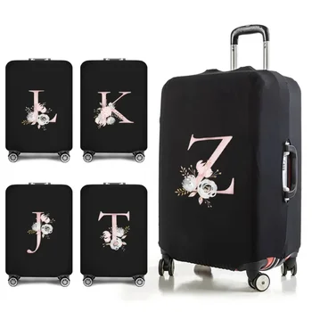 Предметы первой необходимости для путешествий, защитный чехол для багажа, новый розовый цветочный принт с буквами, 18-32 дюйма, дорожные аксессуары, эластичный чехол для чемодана