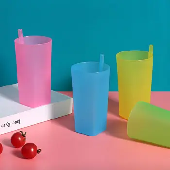 1 шт. Детская чашка для глотка со встроенной соломинкой, кружка для напитков из твердого пищевого пластика