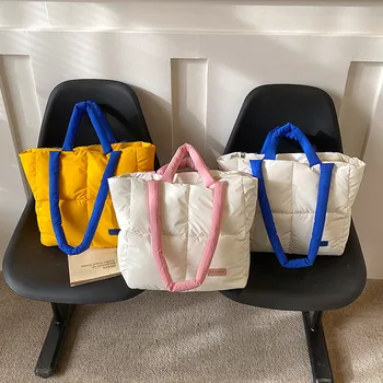 Модная женская сумка через плечо, стеганые хлопковые сумки-мессенджеры, однотонный карман с клапаном в виде ромба, легкий для путешествий и покупок