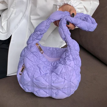 13-цветная стеганая клетчатая маленькая сумка через плечо для женщин, нейлон ярких цветов, плюс хлопковая трендовая сумка-тоут, дизайнерская роскошная сумка для бродяг