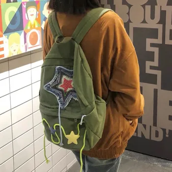 Новые холщовые рюкзаки Y2K для женщин 2023, модные школьные сумки популярных звезд, вместительный рюкзак для крутой субкультуры Bolsa
