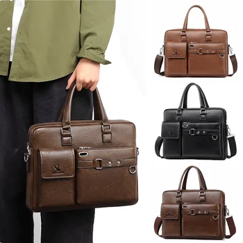 Кожаный портфель, сумка для мужчин, документы формата А4, Дизайнерская сумка для компьютера, ноутбука, Деловая сумка-мессенджер на 14 плеч, сумка через плечо