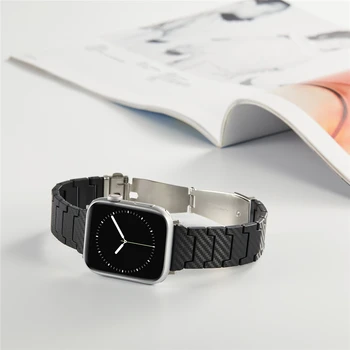 Для Apple watch 44 мм 45 мм ремешок с рисунком из углеродного волокна correa для iwatch se apple watch 7 6 5 4 3 40 мм 41 мм 42 мм 38 мм пластиковый ремешок