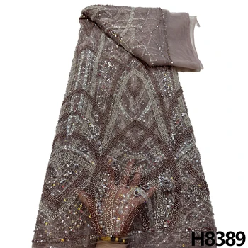 Африканская Кружевная ткань 2023 Роскошная Французская Кружевная ткань С блестками, Высококачественное свадебное платье ручной работы, расшитое бисером, 5 ярдов