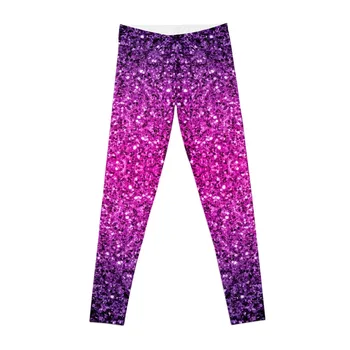 Фиолетово-розовое омбре с искусственным блеском и блестками Леггинсы спортивные леггинсы женские спортивные брюки