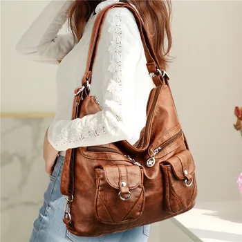 Модная дизайнерская женская сумка, винтажные кожаные сумки через плечо для женщин, женская сумка большой емкости, сумки через плечо, женская сумка-тоут, кошелек