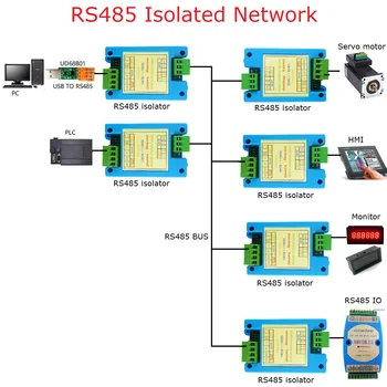 RS485 Изолированная Сетевая Шина 3KV Протектор Концентратор Маршрутизатор Ретранслятор 485 Регенератор Сигнала Усилитель-Бустер Для IO HMI TP Relay PLC