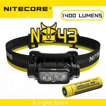 Налобный фонарь NITECORE NU43 для кемпинга на открытом воздухе, яркий налобный фонарь, легкий налобный фонарь для кемпинга, бега, пеших прогулок