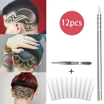 Ручка для вырезания татуировок из нержавеющей стали, Триммер для прически для бровей, усов, профессиональные инструменты для укладки волос