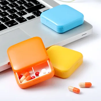 Портативная коробка для таблеток с 2 ячейками, открывающаяся, портативная коробка для таблеток с 2 ячейками, креативная коробка для хранения, мини-дозатор, коробка для таблеток