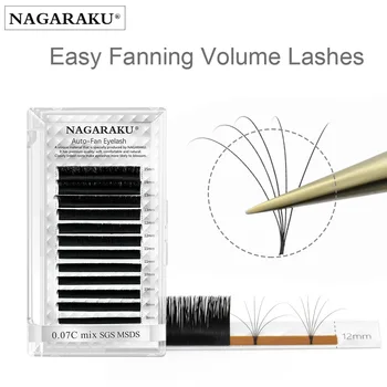 Быстрая доставка NAGARAKU, принадлежности для автоматического наращивания ресниц с легким вентилятором, вручение, быстрое цветение, Объем предварительно приклеенных ресниц