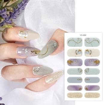 Полоски лака для ногтей, самоклеящиеся наклейки с художественным дизайном, гелевые обертывания с полным покрытием, Красочные наклейки для женщин, наклейки для украшения ногтей
