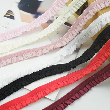 5 ярдов 10 мм Плиссированные эластичные кружевные планки Ленты Гофрированная резинка Детская лента для волос Ремень Обувь Декоративные ленты DIY Craft
