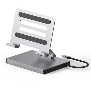 Складная Подставка Для планшета Держатель iPad С адаптером USB-концентратора Type-C Док-станция USB-разветвитель PD SD TF (Гигабитный сетевой порт опционально)