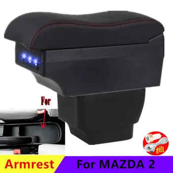 Автомобильный подлокотник для MAZDA 2 Коробка для подлокотников для Mazda 2 Коробка для хранения Mazda Demio дооснащение деталей интерьера с интерфейсом USB