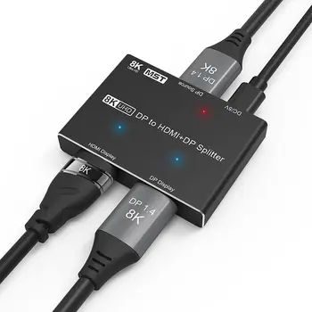 Разветвитель DisplayPort HDMI 8K MST SST Hub Мультимониторный Разветвитель 1In 2 Out 8K при 30 Гц 4K при 120 Гц для DP HD Видеодисплеев Разветвитель