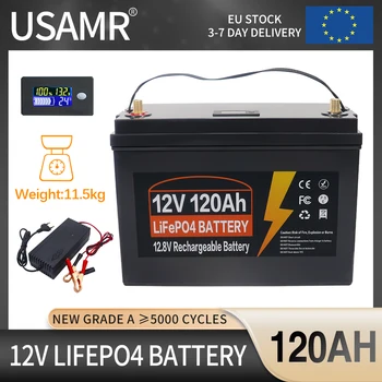12V 120ah Lifepo4 Литий-Железо-Фосфатная Аккумуляторная Батарея Встроенный BMS Для Кемпинга На Открытом Воздухе Гольф-Кар Солнечная С Зарядным устройством