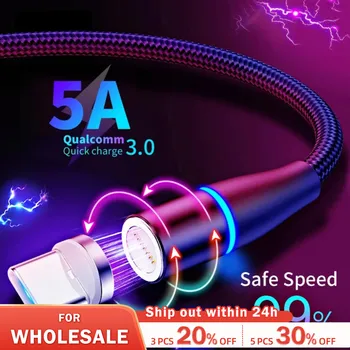 Магнитный кабель для зарядки телефона 3 В 1 Многофункциональная быстрая зарядка 3A Android для телефона Xiaomi Samsung кабель Typec Huawei 5A Быстрая