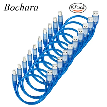 Кабель для принтера Bochara USB 2.0 от штекера типа A до штекера типа B с двойным экранированием (фольга + оплетка) Высокоскоростной, 10 шт