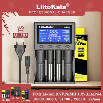 Liitokala lii-pd4 lii-PD2 lii-202 lii-402 Зарядное устройство 18650 3,7 В 21700 Зарядное устройство, 14500 26650 1,2 В AA NiMH Зарядное устройство