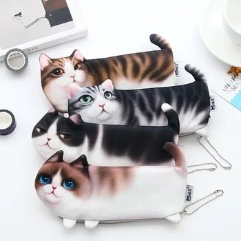Симпатичная 3D-имитация кошачьей сумки для карандашей Papelaria, мягкий пенал, канцелярские принадлежности, Школьные принадлежности Escolor, Кавайный пенал