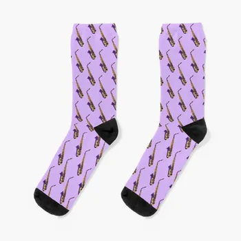 Альт-саксофон Фиолетово-фиолетовые и золотые носки компрессионные мужские носки для тенниса и скалолазания Женские
