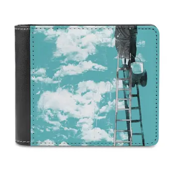 Мужской кожаный кошелек Optimist, классический черный кошелек, держатель для кредитных карт, модный мужской кошелек Sky Optimism Painter Clouds Ink