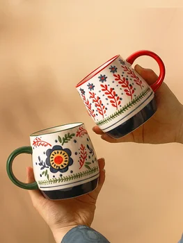 Ретро-чашки для питья, Кружки большой емкости, Домашние Керамические Турецкие Милые Кофейные кружки и чашки, посуда для напитков после чаепития