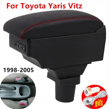 Подлокотник для Toyota Yaris Vitz Хэтчбек 1998-2005 Коробка для хранения центральной консоли со светодиодом USB