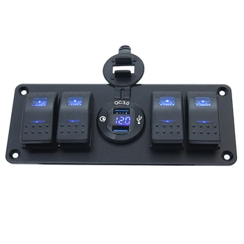 Переключатель подсветки панели 4 кнопки USB Зарядное устройство 3.0 для лодки морского автомобиля фургона-фургончика