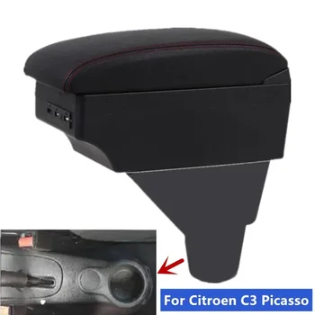 Коробка для Подлокотника Citroen C3 Picasso Для Центрального ящика для хранения Автомобильного Подлокотника Citroen C3 Picasso, Модифицированная Автомобильными Аксессуарами USB