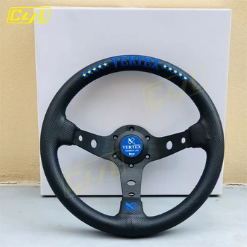Универсальное кожаное рулевое колесо JDM 13 дюймов 330 мм С глубокой тарелкой Sim Racing Спортивное рулевое колесо VERTEX