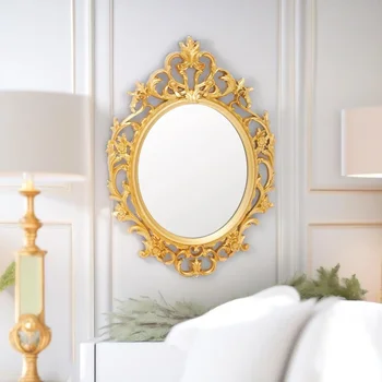 Европейское классическое овальное декоративное зеркало, зеркало в фойе, декоративное зеркало в ванной комнате отеля высокой четкости, большое светлое роскошное платье de