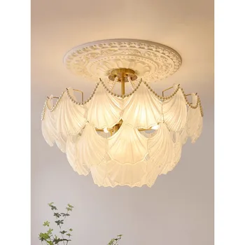 Легкий роскошный подвесной светильник для гостиной, теплый ретро-светильник в виде ракушки, жемчужного стекла, для спальни, Великолепный домашний светильник для прихожей.