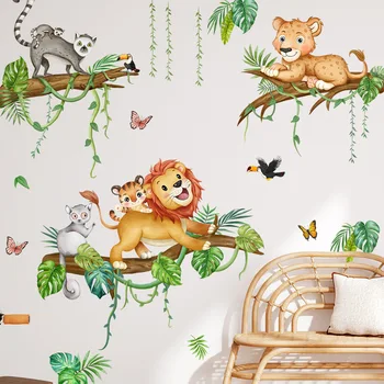 Наклейки на стены с Мультяшными Лесными Животными для Детской комнаты и Питомника: Фоновые Декоративные Самоклеящиеся Наклейки на стены