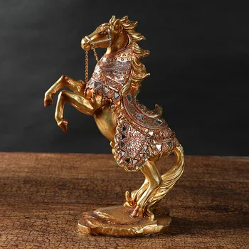 Поделки в виде лошадок из смолы, украшение рабочего стола в офисе Golden Warhorse, креативные украшения для дома, бизнеса, свадебный подарок