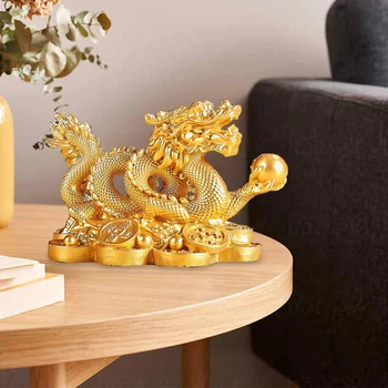 Статуя Дракона Фэн-шуй 2024 года, Привлекающая Богатство, китайские Статуэтки Драконов, Удача, Благоприятная Статуэтка Дракона для домашнего офиса