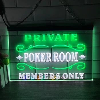 Частный Участник Покер-рума Светодиодная Неоновая вывеска Домашний Декор Новогодняя Стена Свадебная спальня 2-х Цветной дисплей