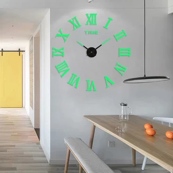 3D Настенные часы, светящиеся бескаркасные настенные часы, цифровые часы 