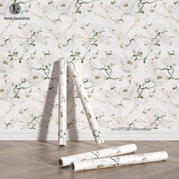 ПВХ обои с белым цветком груши, домашний декор, наклейки на стены в стиле ретро, самоклеящиеся водонепроницаемые обои для мебели