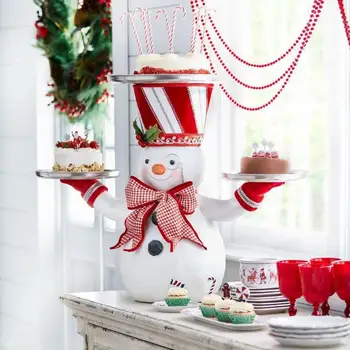 Статуэтки Санта-Клауса из смолы с подносом для закусок, Рождественская фигурка с угощениями, подставка для торта, десерта, фруктовая тарелка для Рождественской вечеринки